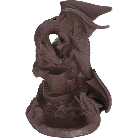 Brûleur d'encens en argile violette en forme de dragon, à reflux, de style nordique, brûleur d'encens style cascade, objet cadeau. (1/5)