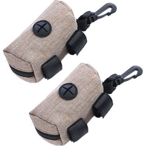 Confezione da 2 dispenser per sacchetti per escrementi di cane, dispenser portatile con cerniera, adatto a tutti i guinzagli per cani, per passeggiate e corse.