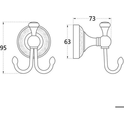 Barre Porte-serviettes - Double Crochet - Finition Bronze Vieilli - Pour Salle De Bain Et Toilettes - 1 Pièce (1/5)