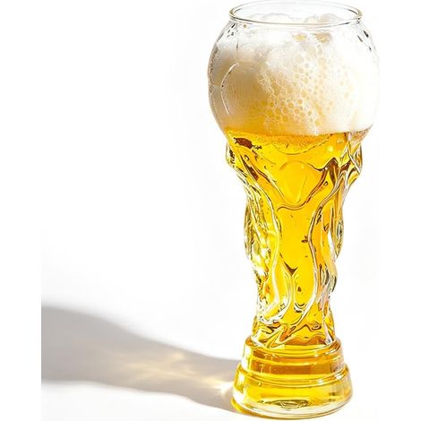 Chope à bière football 600 ml verre forme trophée Coupe du Monde fête supporter, qualité professionnelle (1/5)