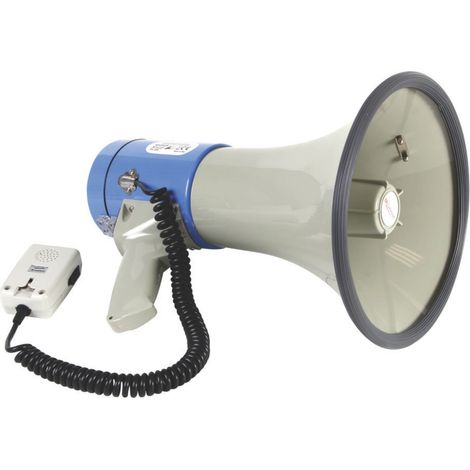 Velleman – Mégaphone 25 W MP25SFM – Portée 300-500 m – Microphone anti-Larsen démontable – Boîtier en plastique ABS
