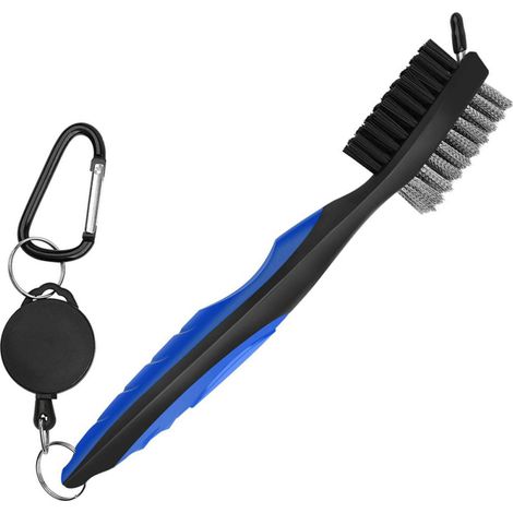 Professionelle, funktionelle Golfballrillen-Reinigungsbürste, Nylon und Draht, doppelseitige Putter-Reinigungsbürste, ideal für das Training im Freien und als Golfzubehör.