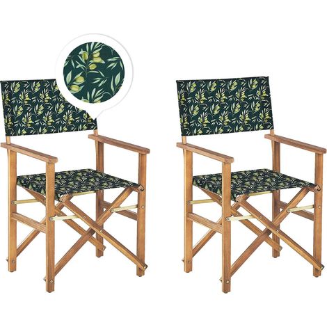 Gartenstuhl 2er Set CINE Akazienholz Dunkelgrün
