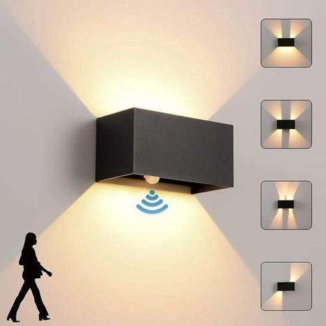 24W 3000K IP65 Black LED Wall Light with Motion Detector and Adjustable Angle - Outdoor/Indoor (1/5)