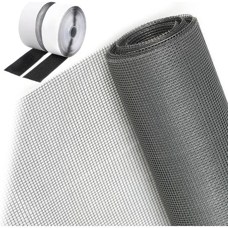 Mosquitera para ventanas y puertas, mosquitera para ventanas, cierre autoadhesivo de velcro - no requiere taladrar, 1,5 x 3 m, gris (1/5)