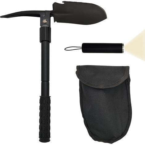 Klappspaten 6in1 inkl Tasche Spaten Rosfrei Faltbare Schaufel - Multifunktion Hacke Säge Campingspaten für Unterwegs Outdoor (1/5)