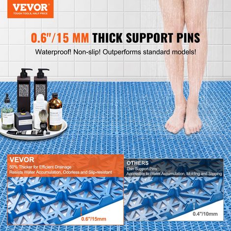 Lot de 50 Dalles de Jardin Piscine 30x30x1,5 cm Bleu Dalle Clipsable Ajourée Antidérapante en PVC Drainage Rapide Revêtements de Sol Extérieur Intérieur pour Terrasse Cuisine Spa Salle de Bain (1/5)