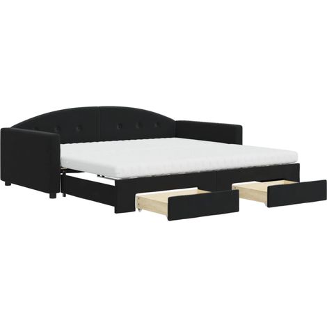 Maison Exclusive - Lit de jour avec gigogne et tiroirs noir 100x200 cm velours