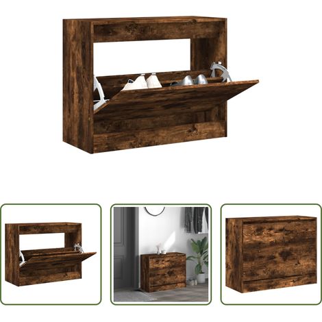 vidaXL Schuhschrank für kleine Räume - Schuhschrank Räuchereiche 80x34x63 cm Holzwerkstoff (1/5)