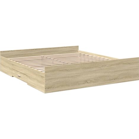 Cama con cajones madera ingeniería roble Sonoma 180x200 cm vidaXL (1/4)