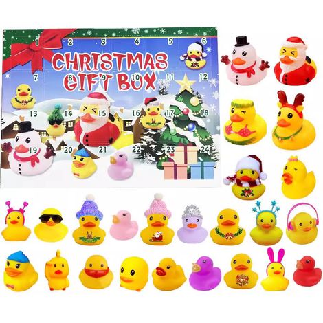 Coffret cadeau de Noël avec calendrier de l'Avent, petit canard jaune en vinyle, coffret cadeau de Noël avec compte à rebours (1/3)