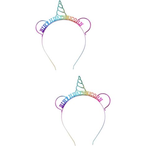 2pièces Bandeau Licorne pour Fête Couronne Diadème pour Anniversaire Coiffure Adorable Et Confortable pour Filles Et Adolescents (1/5)