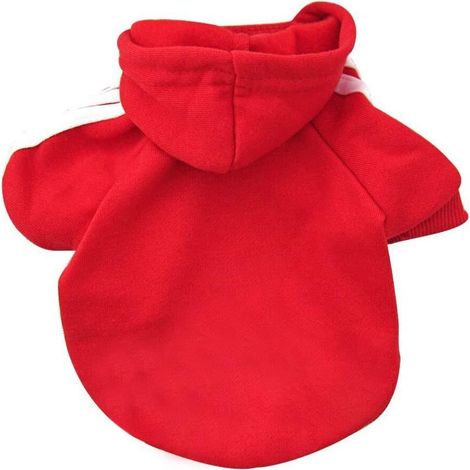 Sweat à Capuche pour Chien Vêtement Chaud en Coton Automne Hiver Pull Sport Matelassé Ajustable pour Animaux de Compagnie Chiot Chat Rouge (1/5)