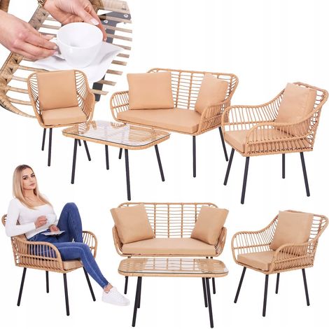 SET DI MOBILI DA GIARDINO DIVANO TAVOLINO POLTRONE TECHNORATTAN COMPLETO MOBILI GIARDINO (1/5)