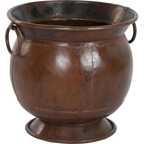 Vase décoratif en fer marron effet vieilli style amphore - marron effet vieilli (1/3)