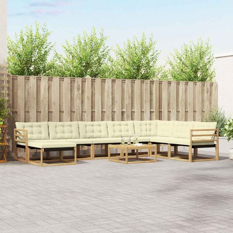 vidaXL Outdoor-Sofagarnitur 9 pcs Weiß und Creme 79 x 79 x 37 cm (1/5)