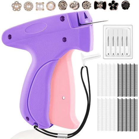 Pistolet Etiquette Textile Aiguille Fine, Fixation Rapide Vêtements avec 5 Aiguilles, 3000 Aiguilles en Plastique, 10 Boutons Mercerie, Pistolet à Coudre pour Vêtements (1/5)