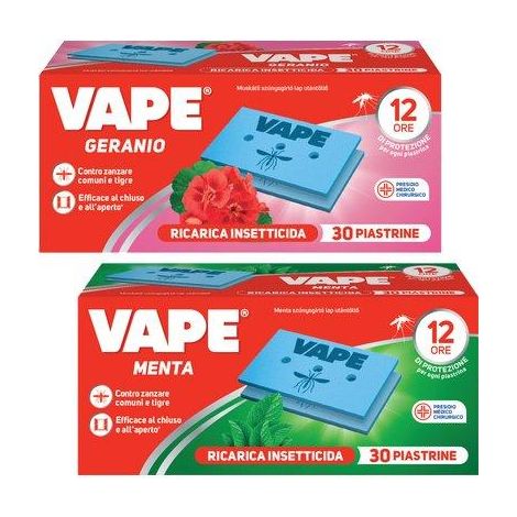 PIASTRINA ZANZARE VAPE MAT - GERANIO + MENTA CF=PZ 30- 36 confezioni
