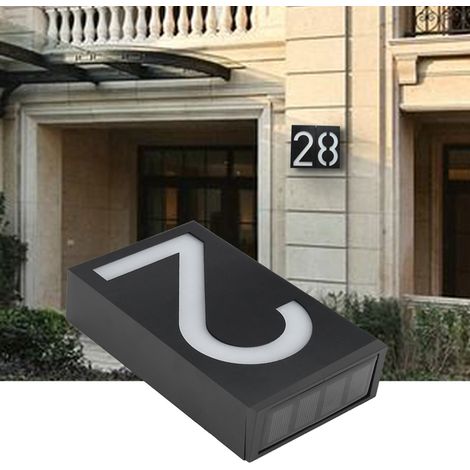 Numéro de maison lumineux à LED solaire pour usage extérieur, adapté aux maisons, hôtels et magasins, comme éclairage de porte et d'adresse (numéro 2) (1/5)