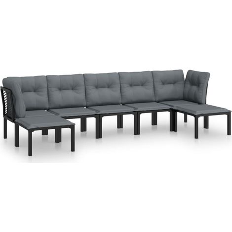 Maison Exclusive - 7-tlg. Garten-Lounge-Set Schwarz und Grau Poly