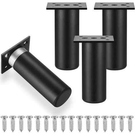 Patas para muebles,4 piezas,15 cm,Patas para armarios,estanterías y sofás,Patas con tornillos (Negro)