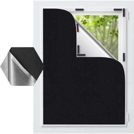 Rideau occultant sans perçage 145 x 100 cm, tissu thermique isolant, protection solaire et intimité, bandes velcro incluses, découpable (1/2)
