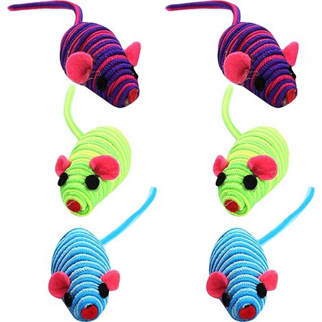 Lot De 6 Jouets Souris pour Chat en Corde Élastique Jouet Souris Chat Interactif Accessoire De Jeu pour Chaton Aide À Limiter Les Griffures sur Meubles Et Sols (1/5)