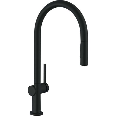 Hansgrohe M54 - Grifo de fregadero Talis con ducha extraíble, sBox, negro mate 72801670 (1/5)