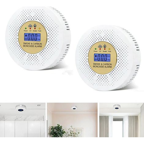2 détecteurs de fumée et de monoxyde de carbone - Alarme incendie et monoxyde de carbone 2 en 1, adaptés aux voitures et aux cuisines (1/5)