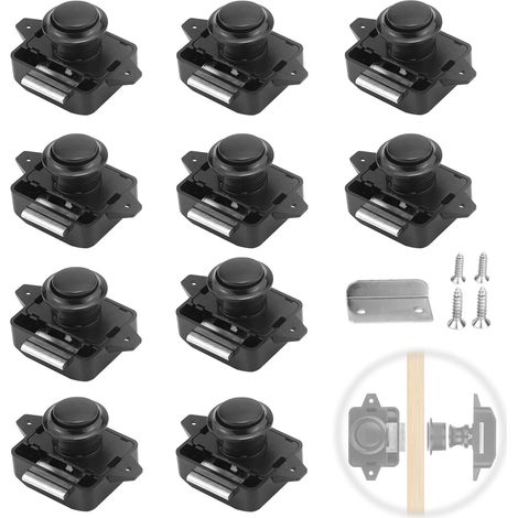 Set mit 10 Druckknopfschlössern und -türen für Wohnmobile, große Schränke und schwarze Schranktürschlösser (1/5)