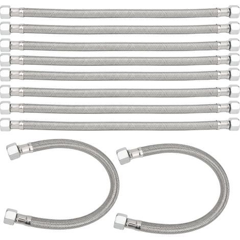 Tuyau Silencieux Sans Huile 10 Pièces, Ligne de Frein à Air Comprimé, Acier Moulé 42cm, Raccord 3/8 Chanfrein, Flexible Résistant (1/5)