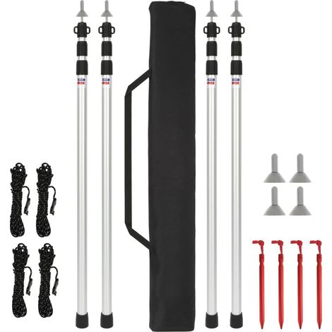 SWANEW Pali per tende in alluminio Pali da tenda. pali da campeggio. pali telescopici in alluminio a tre sezioni. 88cm-234cm 4X (1/5)