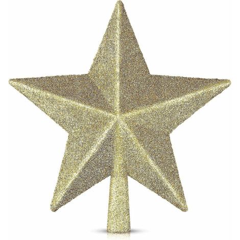 1 étoile de Noël de 15 cm (6 pouces), décoration dorée à paillettes pour sapin de Noël (dorée) (1/5)