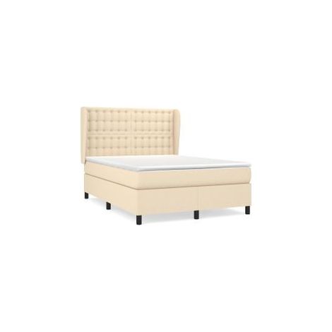 Sommier à lattes de lit avec matelas Crème 140x190 Tissu (1/5)