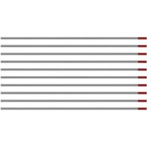 Électrodes de soudage en tungstène avec 2 % de thorium WT20 (rouge) 1,6 mm x 150 mm 10 pièces par paquet (1/2)