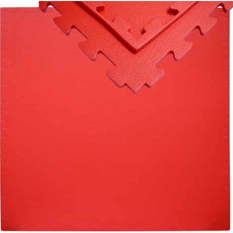 eyepower Tappetino Puzzle per Sport 90x90cm incl cornice EVA spesso 12mm Tappeto protezione pavimenti estensibile Rosso