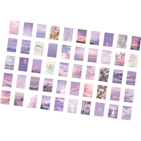 50 feuilles d'autocollants pour scrapbooking, motifs paysagers naturels, violets, pour agenda, journal et décoration. (1/5)