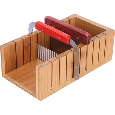 Seifenschneideset aus Holz mit Kastenform und geradem, geriffeltem Edelstahlmesser (1/5)