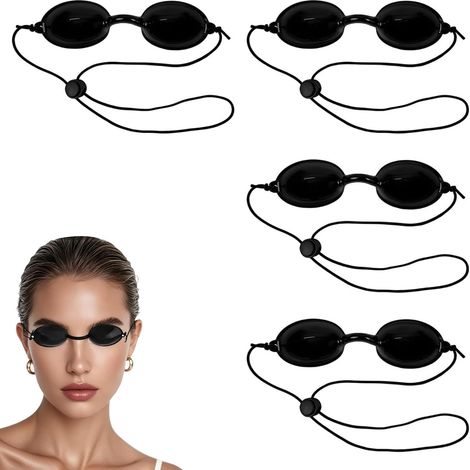 4 paires de lunettes de soleil et de lunettes de protection contre les infrarouges, l'épilation au laser et la lumière IPL, réglables pour les lampes de bronzage, la thérapie par la lumière rouge et l (1/5)