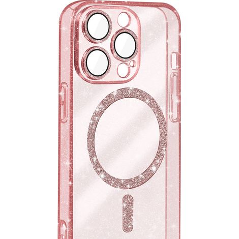 iPhone 16 Pro Max Hülle, Glitzer MagSafe, Pink + Displayschutzfolie (1/5)