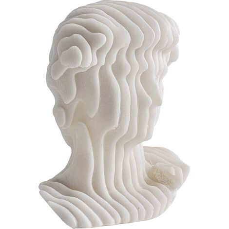 Buste décoratif contemporain en résine finition artisanale blanc - Blanc mat contemporain (1/2)