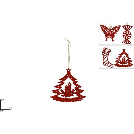 PENDENTE GLITTERATO ASSORTITO 4 VARIANTI  ROSSO (1 PEZZO, INVIO CASUALE)