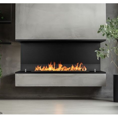 Chimenea de Bioetanol Pertosa, Capacidad 1.25 lt, Área Calefactable 30 m², Potencia 3 kW, 120x24x45h cm Negro (1/5)
