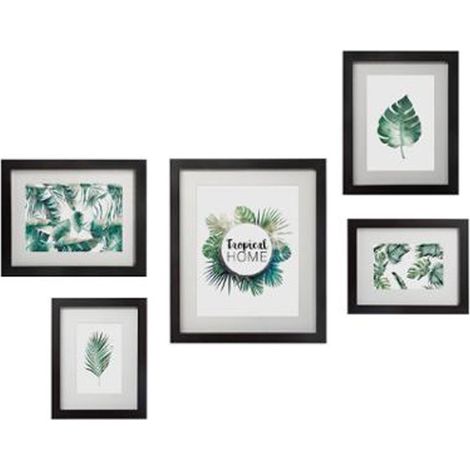 Lot de 5 Cadres Photos "Tropical" 33cm Noir (1/5)