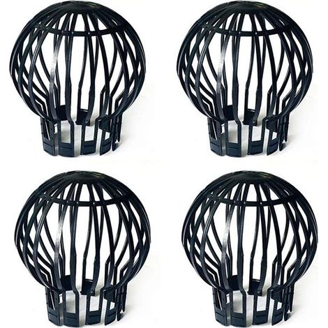 Dachrinnenschutz-Stopper, Kunststoff-Fallrohrabdeckung, Anti-Blockierung von Blättern, Moos, Schlamm, Schlamm, Bällen und anderen Ablagerungen, 4er-Pack, Schwarz (1/4)