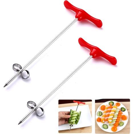 Coupe-légumes et fruits en spirale, indispensable pour la préparation des salades, ensemble de deux pièces, en acier inoxydable. (1/2)