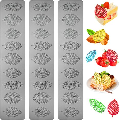 3 Pièces Moule Silicone Tuiles, Tapis de Dentelle en Silicone Moule Silicone Patisserie pour Tuile en Forme de Feuilles, Moules à Pâtisserie Petite Feuilles pour Pâte Sucre, Chocolat, Fondant, Beurre (1/5)