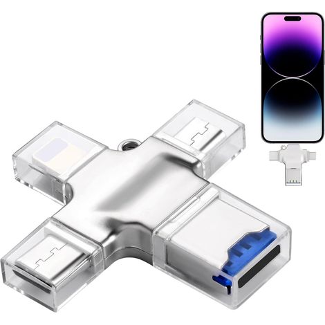 Lecteur de Carte Micro SD - Adaptateur de Lecteur de Carte Mémoire USB C OTG vers Micro SD SDHC SDXC - Compatible avec Macbook iphone 17/16/15 ipad Samsung Galaxy S25 S24 S23 A56 A16 A15 (1/5)