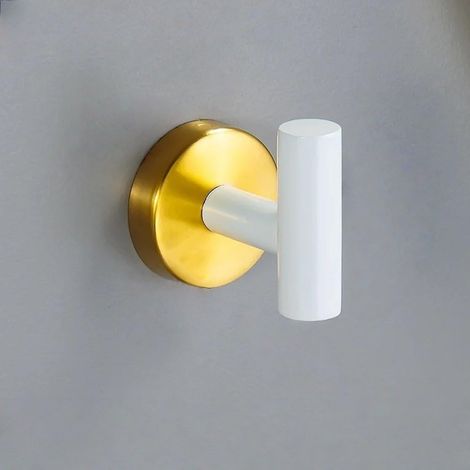 White Gold Bathroom Hardware Set 304 Stainless Steel Towel Bar Towel Ring Toilet Paper Holder Robe Hook Accessories Set, Hook (1/3)