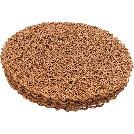 Lot de 12 sets de table ronds en papier tissé - Corde décorative en - Pour repas, fête et mariage'Parent'-'- (1/5)